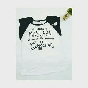 NWT Graphic T mascara caffeine coffee